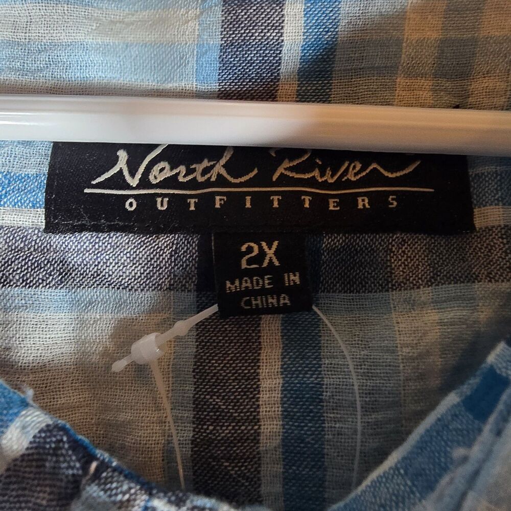 North River Outfitters Womens Size 2XL Plaid Button Down Shirt Blue Gray New - Picture 7 of 13